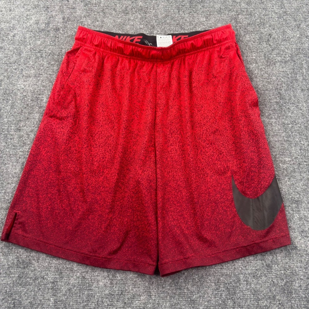 Nike Athletic Shorts Size XL Red Speckled Ombre Swoosh Men's